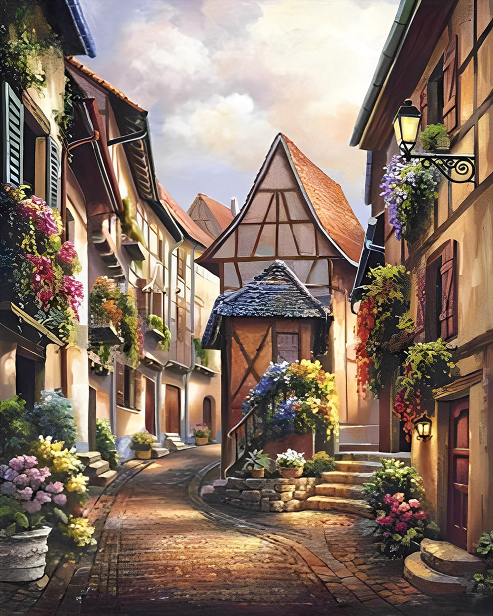 Friedliche europäische Stadt Diamond Painting