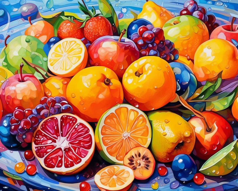Frische Früchte mit Wassertropfen Diamond Painting
