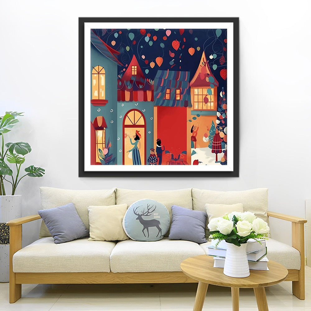 Fröhliche Weihnachten Cartoon-Charaktere Diamond Painting