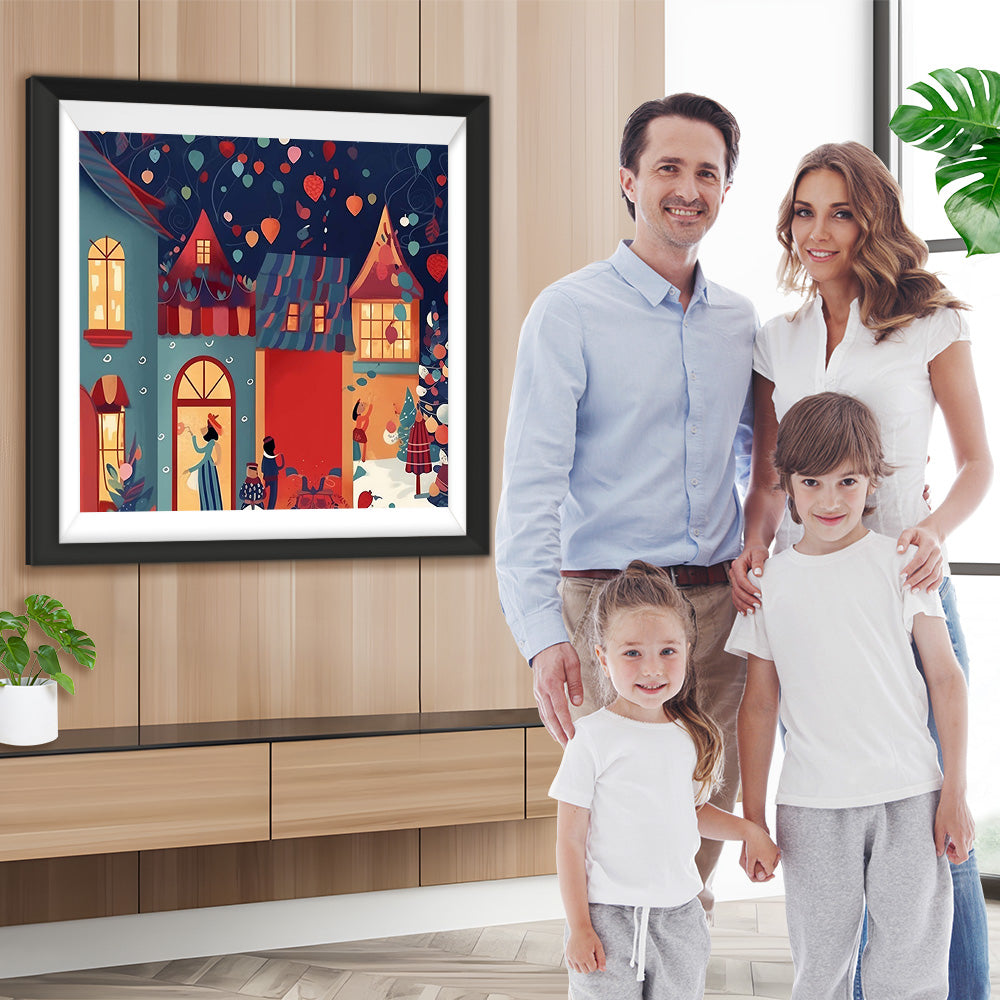 Fröhliche Weihnachten Cartoon-Charaktere Diamond Painting