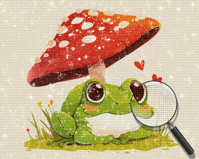 Frosch und Pilz Diamond Painting