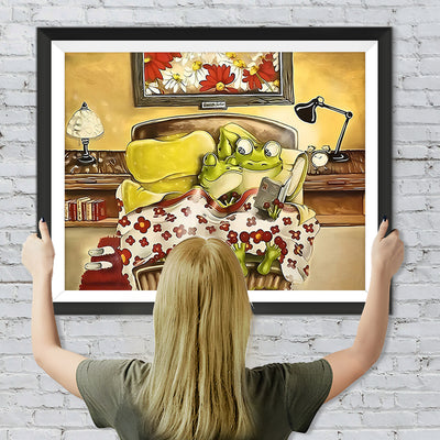 Froschpaar auf dem Bett Diamond Painting