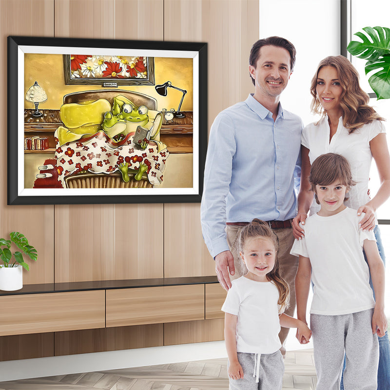Froschpaar auf dem Bett Diamond Painting