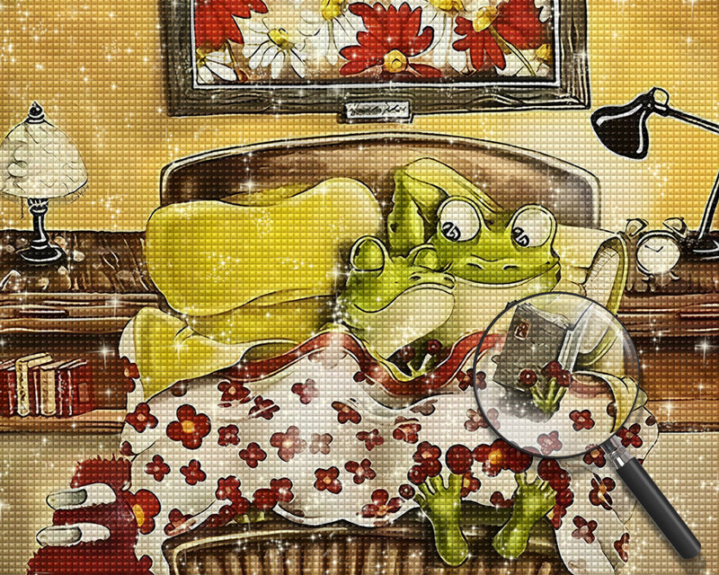 Froschpaar auf dem Bett Diamond Painting