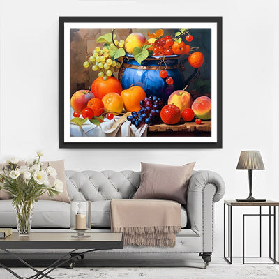 Früchte und blaue Dose Diamond Painting