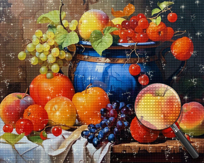 Früchte und blaue Dose Diamond Painting