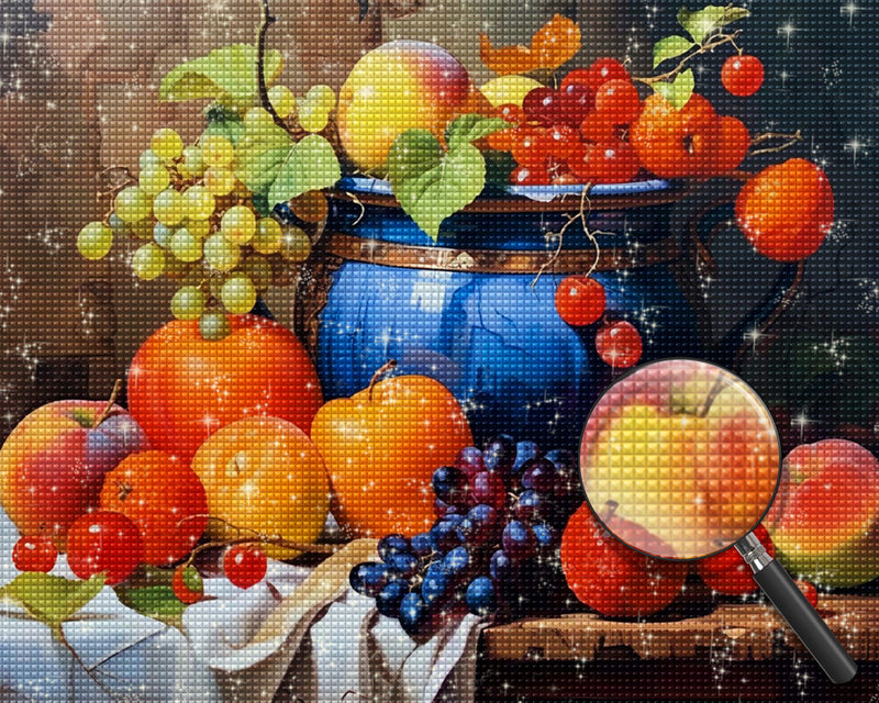 Früchte und blaue Dose Diamond Painting