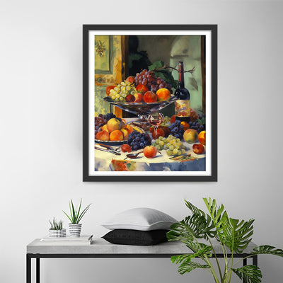 Früchte und Wein auf dem Tisch Diamond Painting