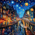 Fußgänger in der Stadt unter dem Sternenhimmel Diamond Painting