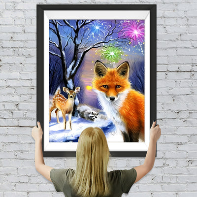 Fuchs Hirsch Feuerwerk Diamond Painting