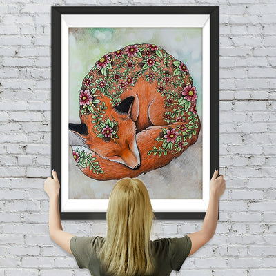 Fuchs mit Blumen Diamond Painting