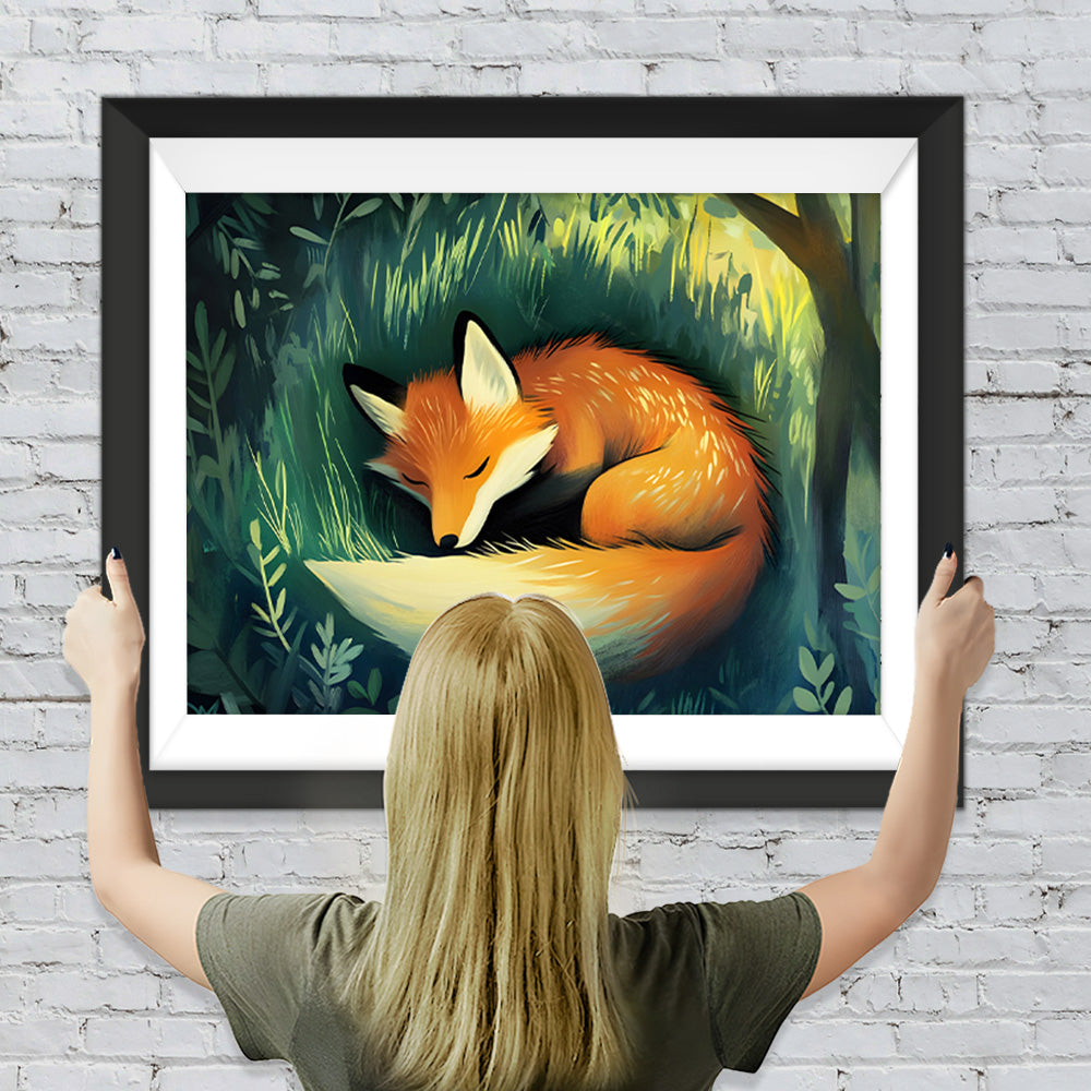 Fuchs schläft im Gras Diamond Painting