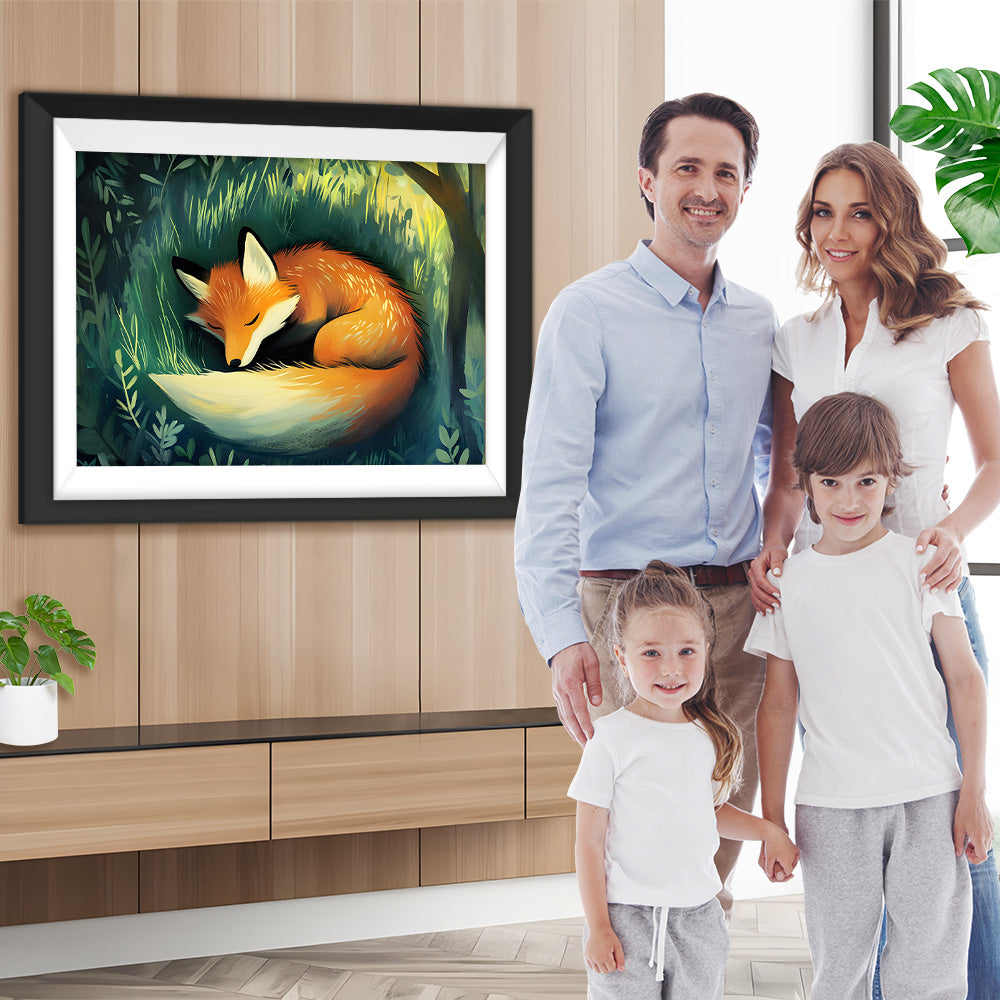 Fuchs schläft im Gras Diamond Painting