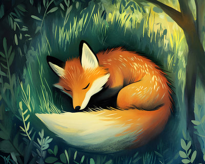 Fuchs schläft im Gras Diamond Painting