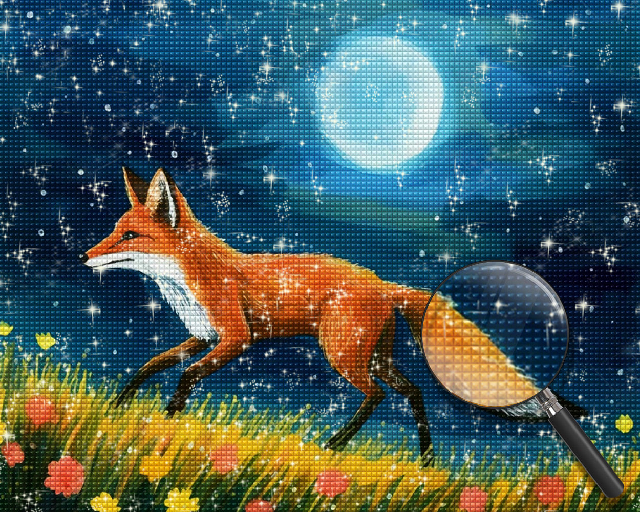 Fuchs und Mond in freier Wildbahn Diamond Painting