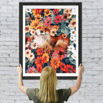 Fuchs unter Chrysanthemen Diamond Painting