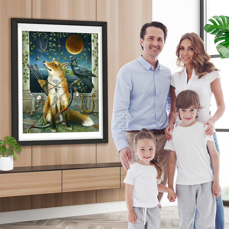 Fuchs Vogel Mond Diamond Painting