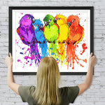 Fünf Bunte Papageien Diamond Painting