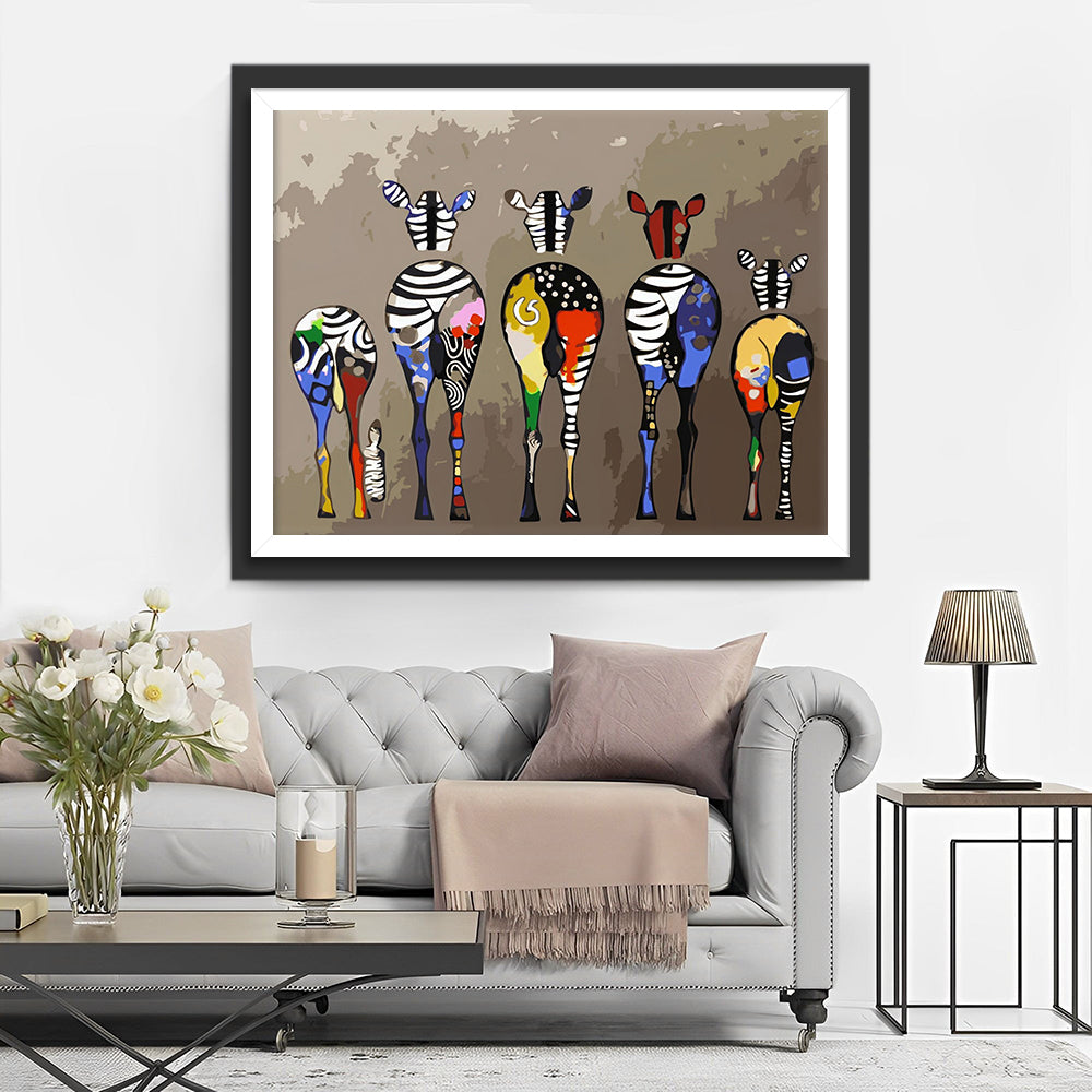 Fünf Graffitizebras Diamond Painting