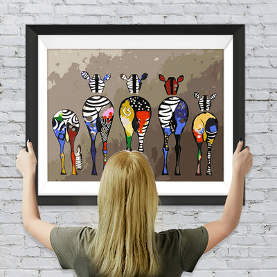 Fünf Graffitizebras Diamond Painting