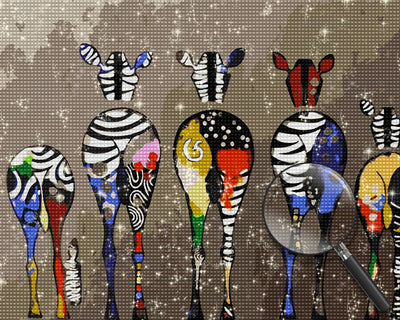Fünf Graffitizebras Diamond Painting