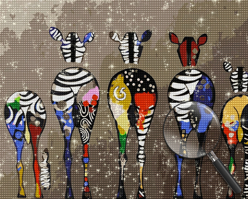Fünf Graffitizebras Diamond Painting