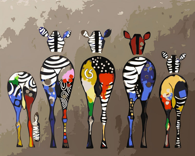 Fünf Graffitizebras Diamond Painting
