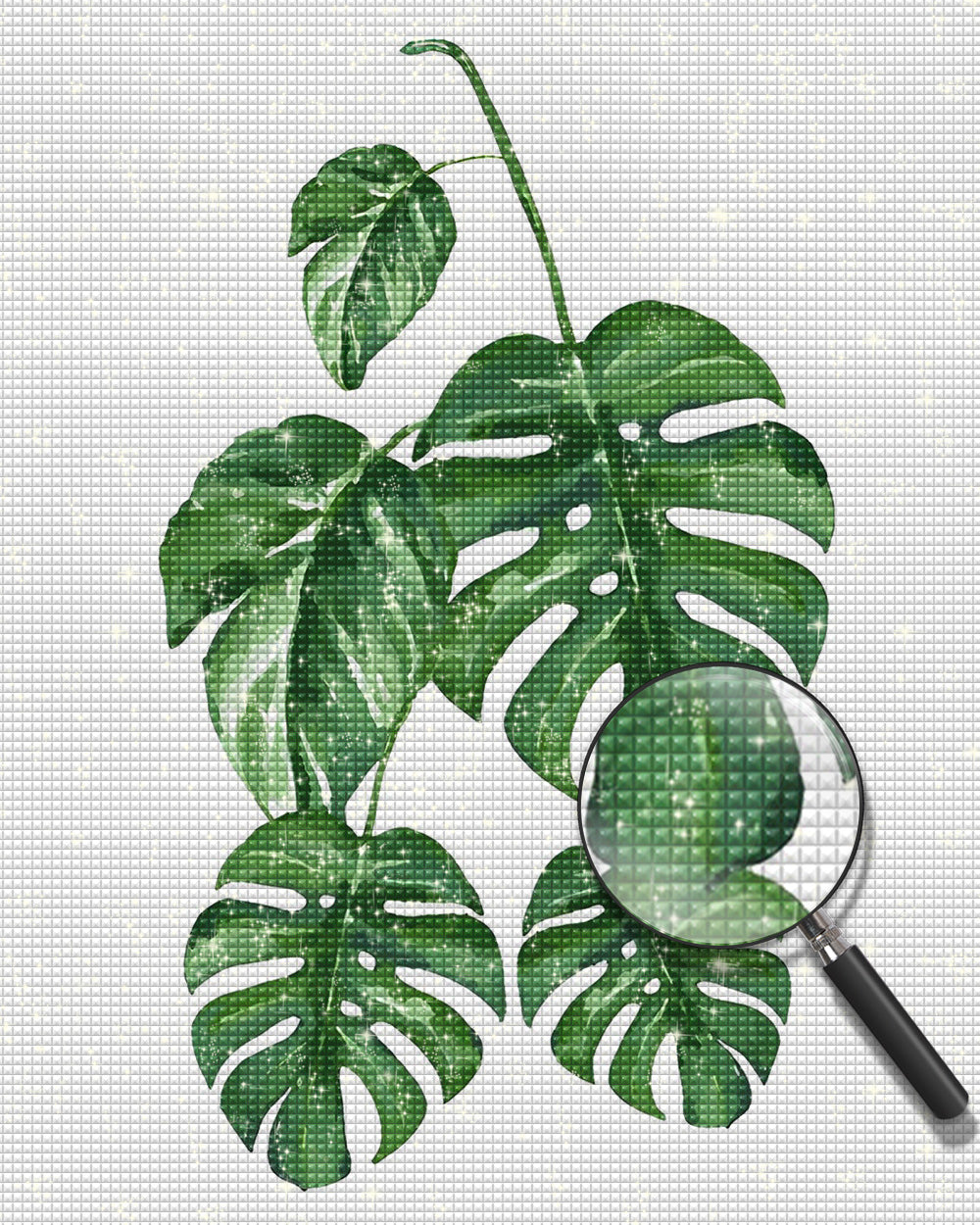 Fünf Monstera Blätter Diamond Painting