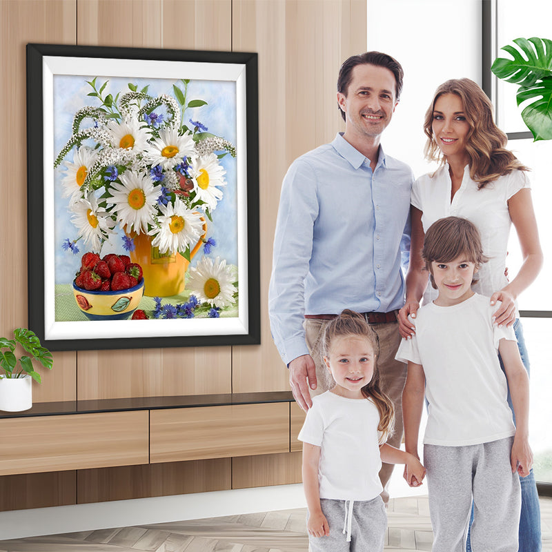 Gänseblümchen und Erdbeeren Diamond Painting