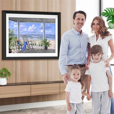 Galeriehaus aus Holz am Meer Diamond Painting