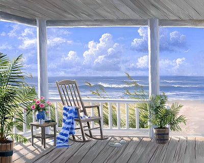 Galeriehaus aus Holz am Meer Diamond Painting