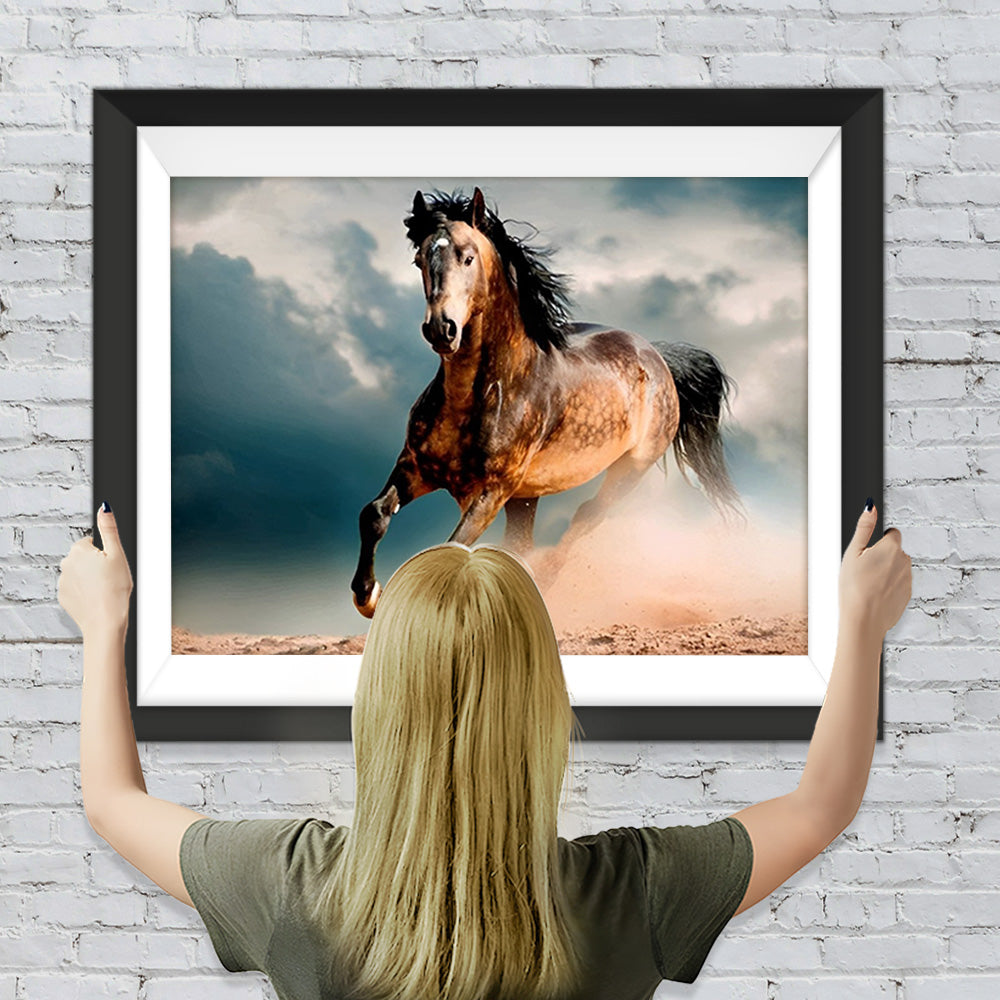 Galoppierendes braunes Pferd Diamond Painting