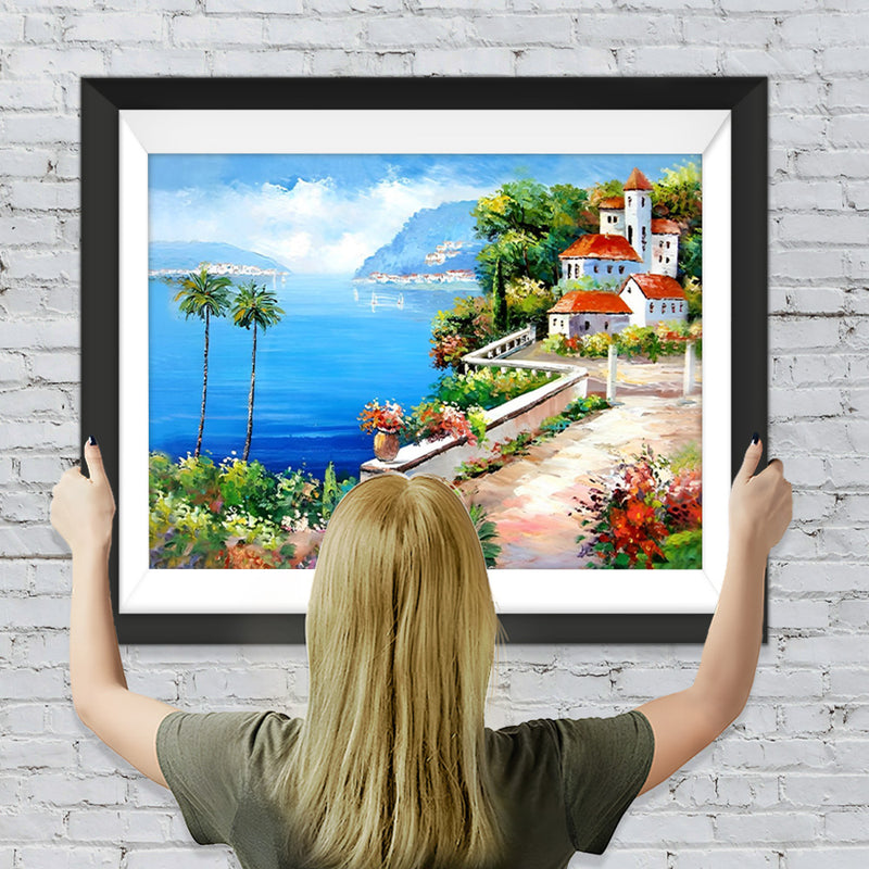 Garten am Meer und Hochgebirge Diamond Painting