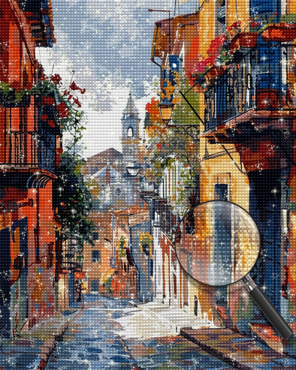 Gasse zwischen städtischen Gebäuden Diamond Painting