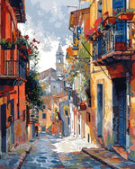 Gasse zwischen städtischen Gebäuden Diamond Painting