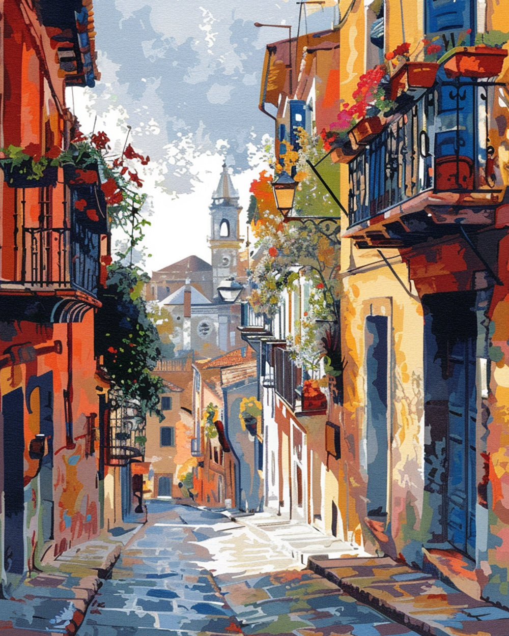 Gasse zwischen städtischen Gebäuden Diamond Painting