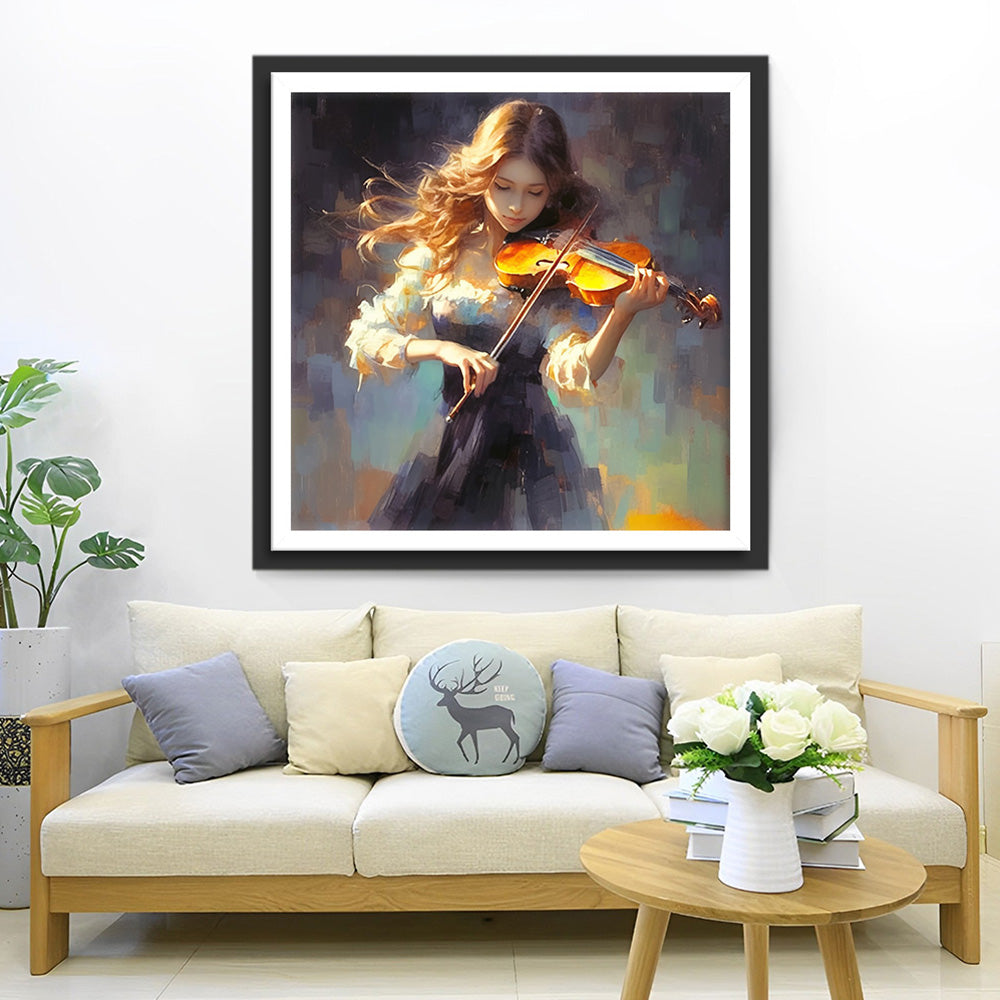 Geige spielende Frau Diamond Painting