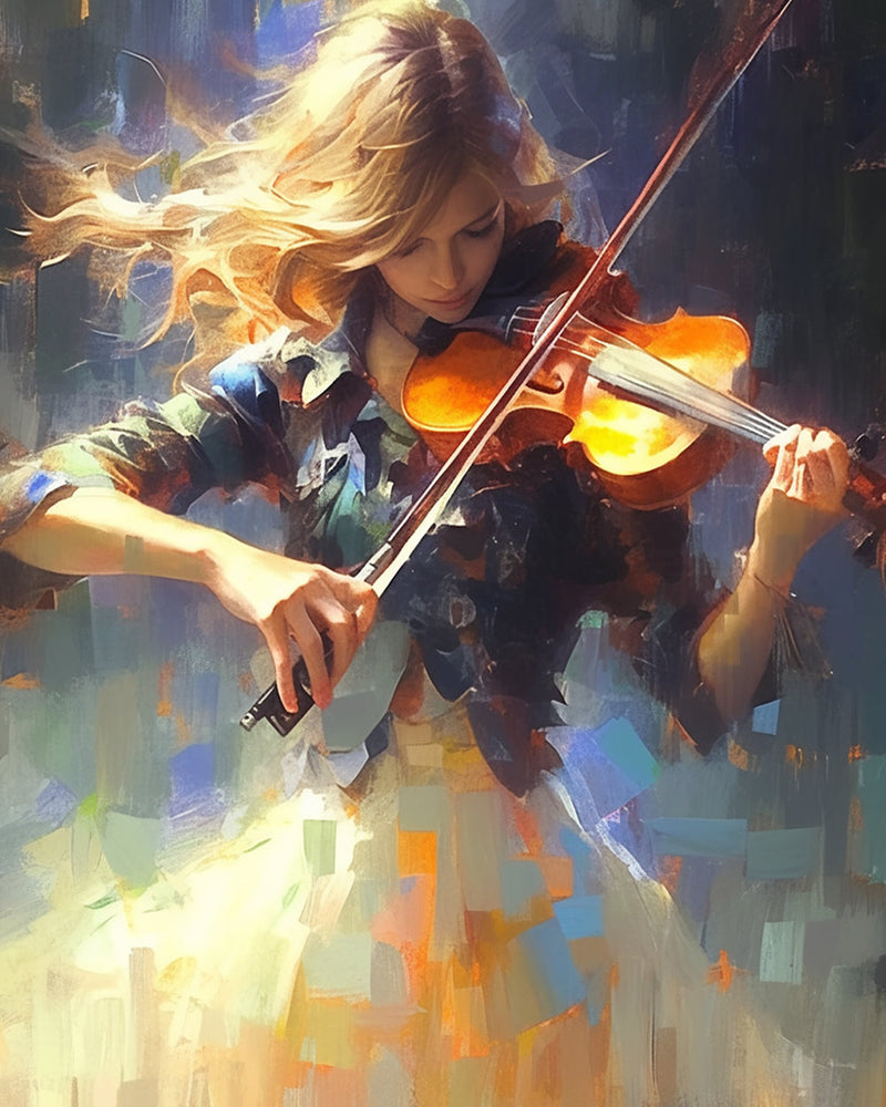 Geige spielende Frau Diamond Painting
