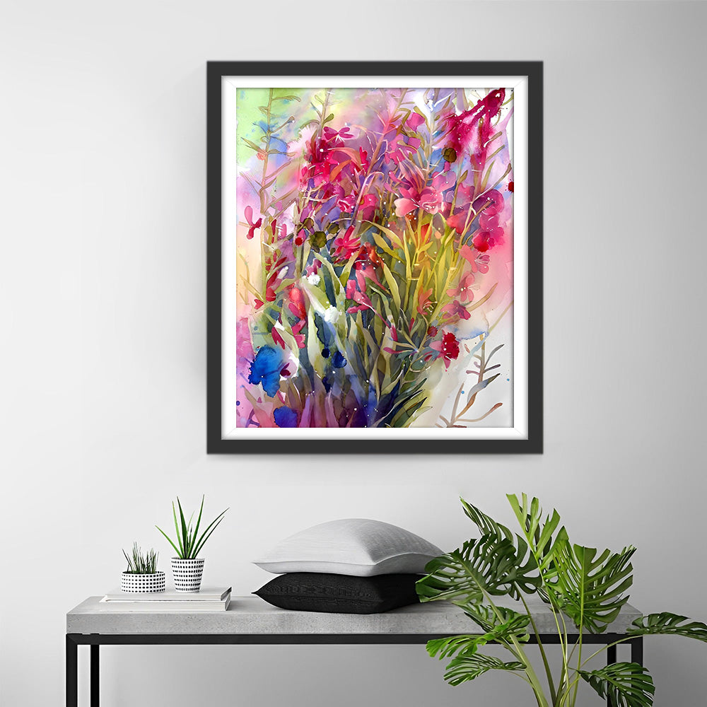 Gekritzelte rote Wildblumen Diamond Painting