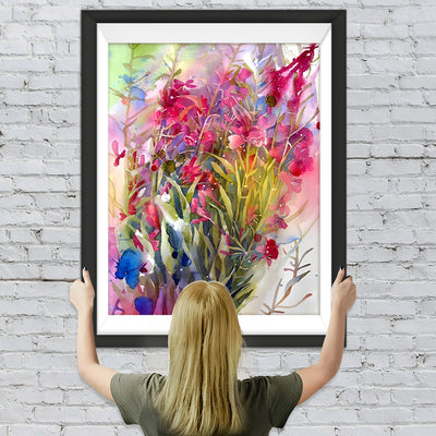 Gekritzelte rote Wildblumen Diamond Painting