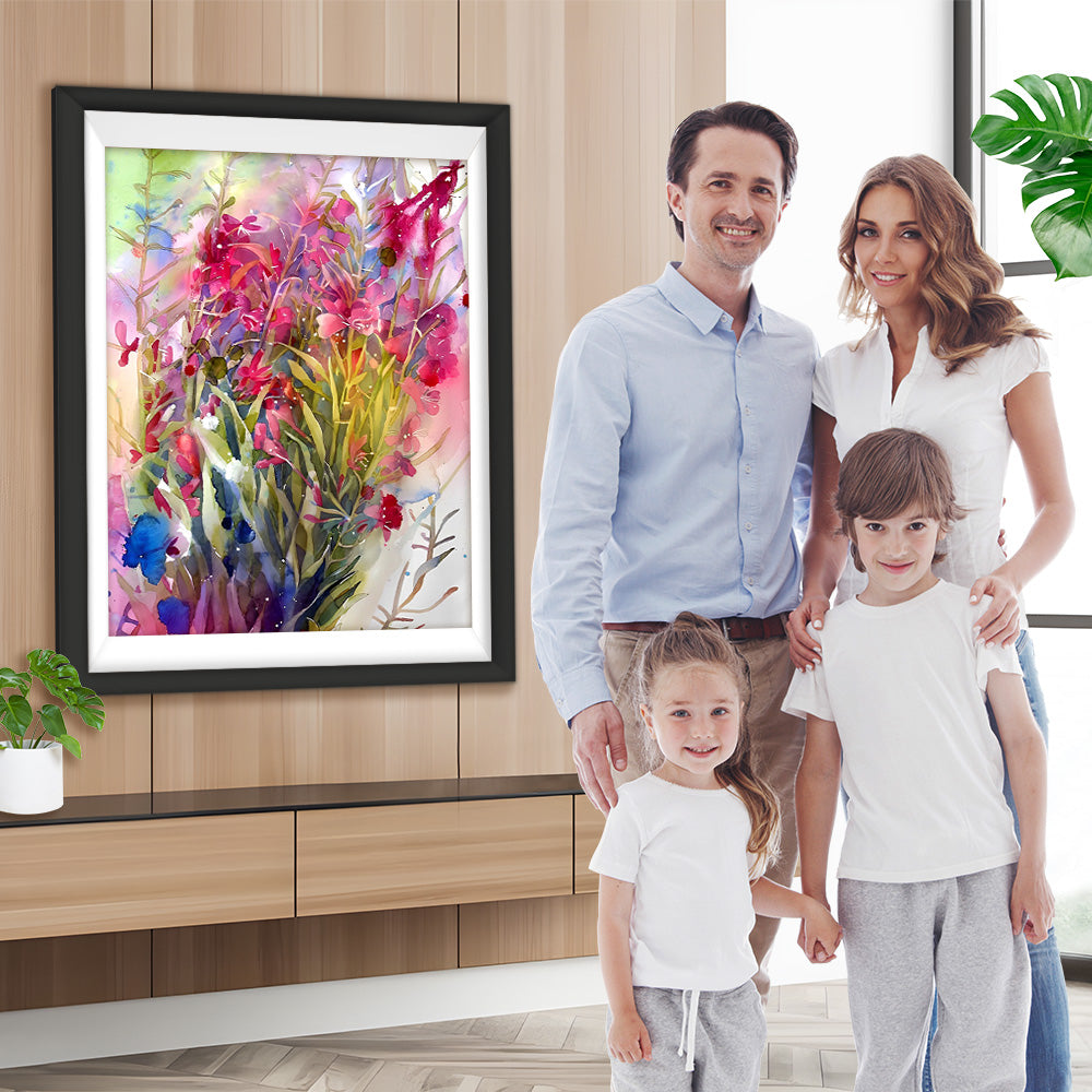 Gekritzelte rote Wildblumen Diamond Painting