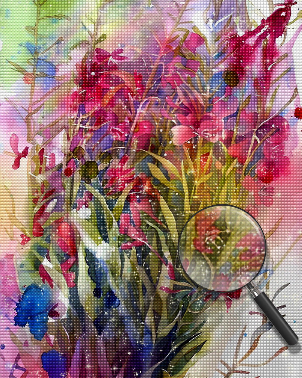 Gekritzelte rote Wildblumen Diamond Painting