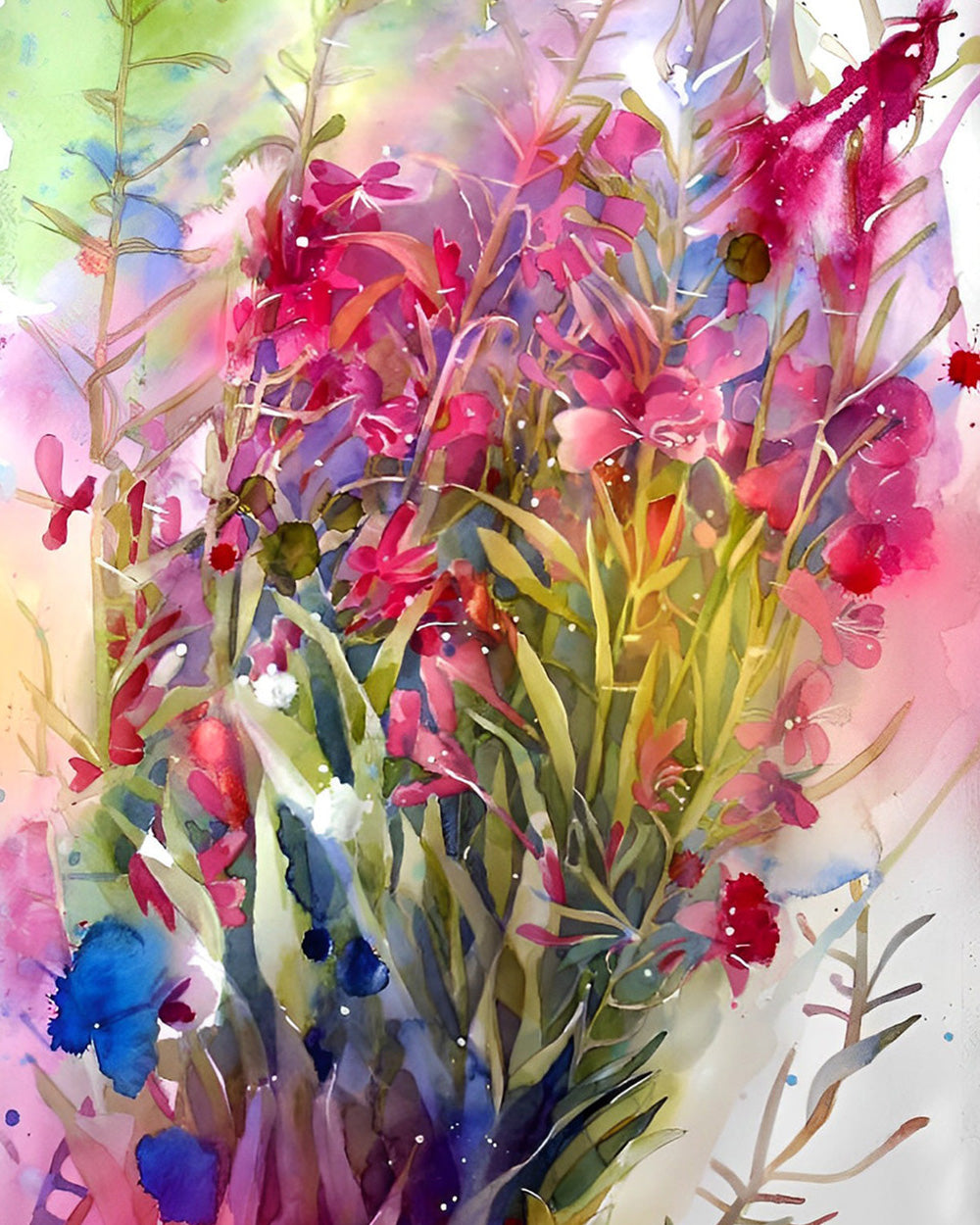 Gekritzelte rote Wildblumen Diamond Painting
