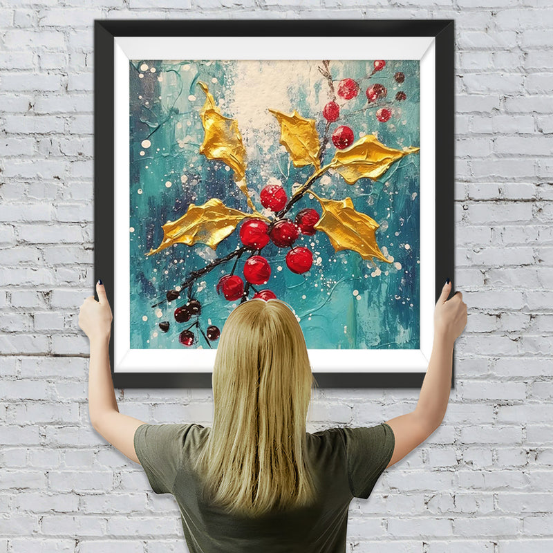 Gelbe Blätter und rote Beeren Diamond Painting