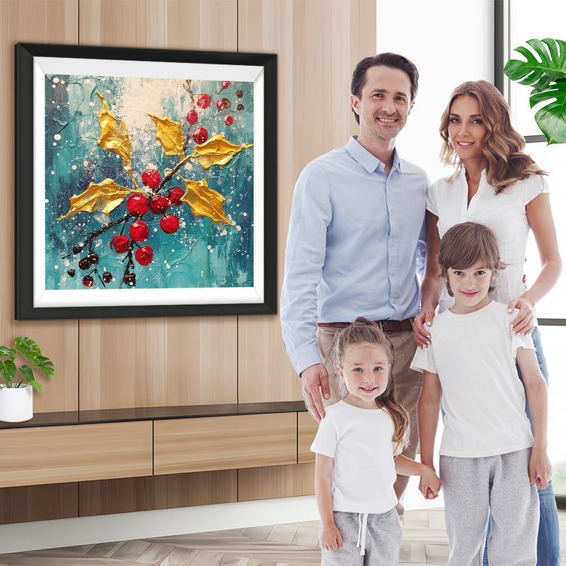 Gelbe Blätter und rote Beeren Diamond Painting
