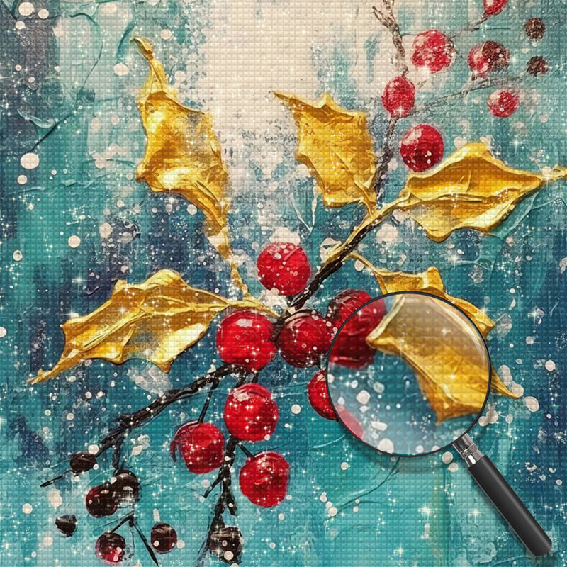 Gelbe Blätter und rote Beeren Diamond Painting