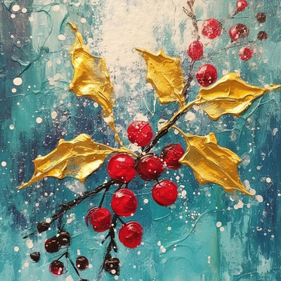 Gelbe Blätter und rote Beeren Diamond Painting