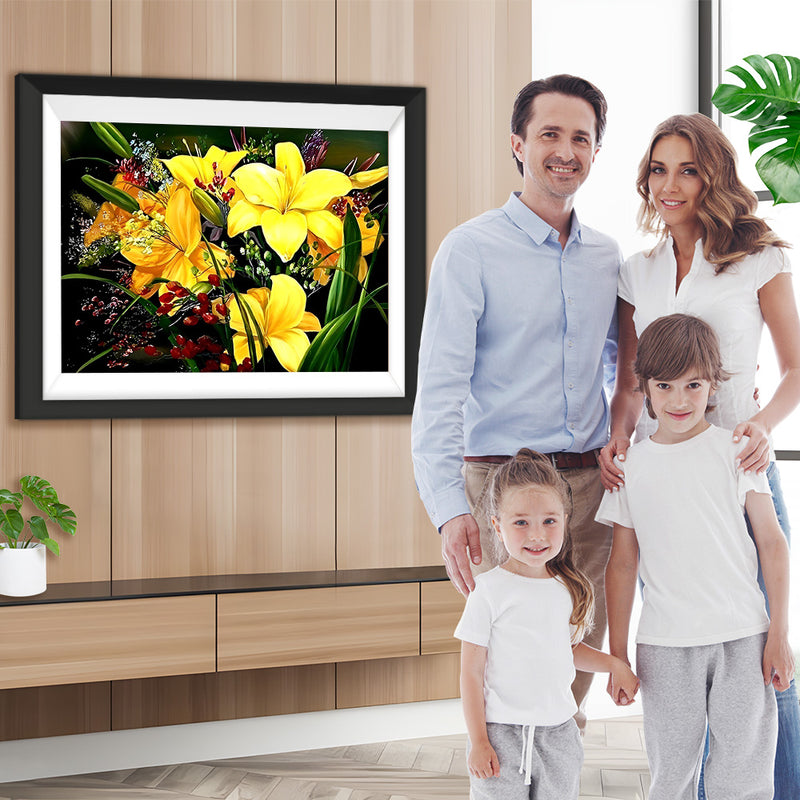 Gelbe Lilien und Maiglöckchen Diamond Painting