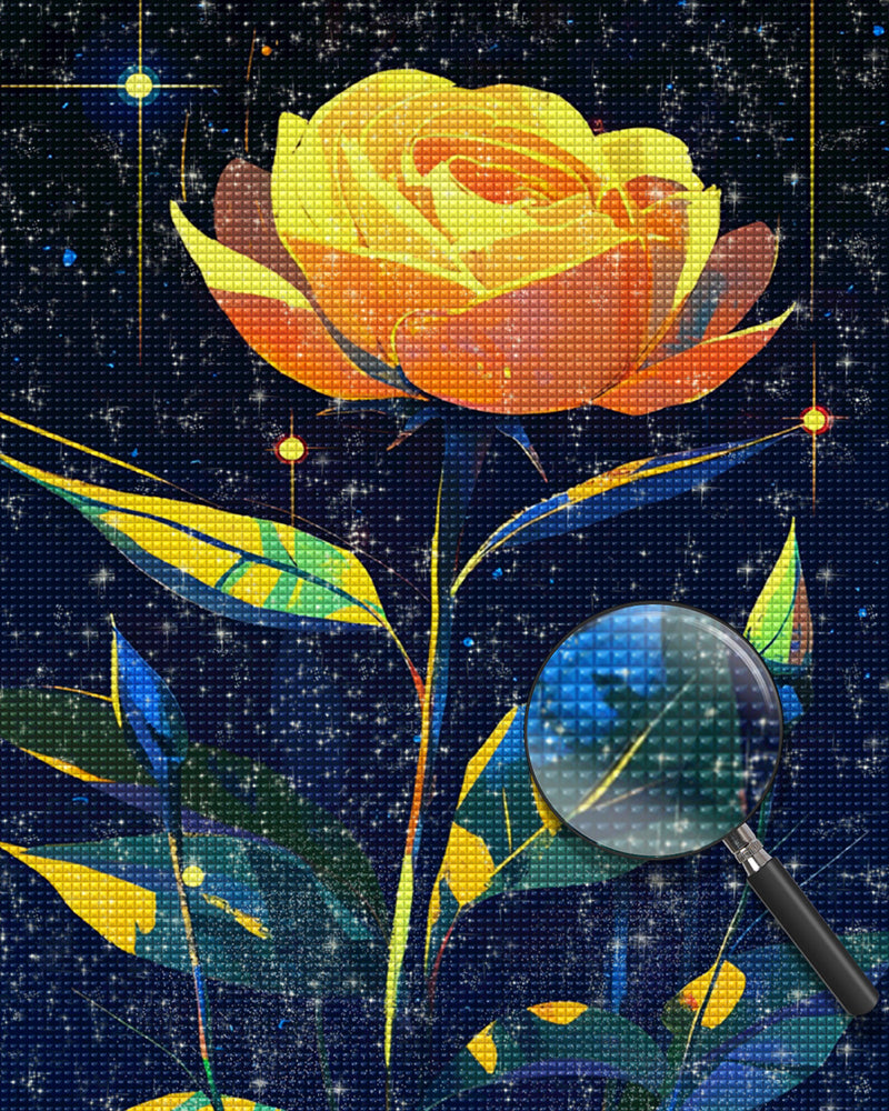 Gelbe Rose und Knospen Diamond Painting
