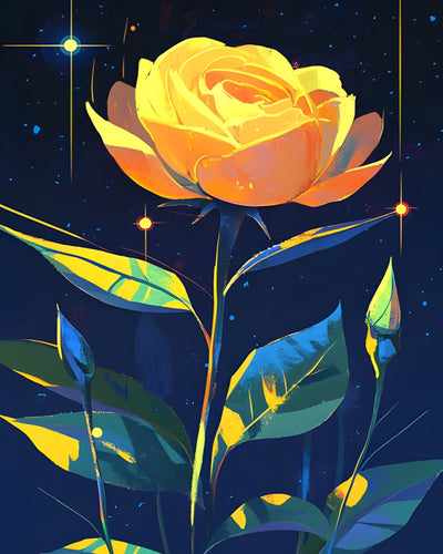 Gelbe Rose und Knospen Diamond Painting